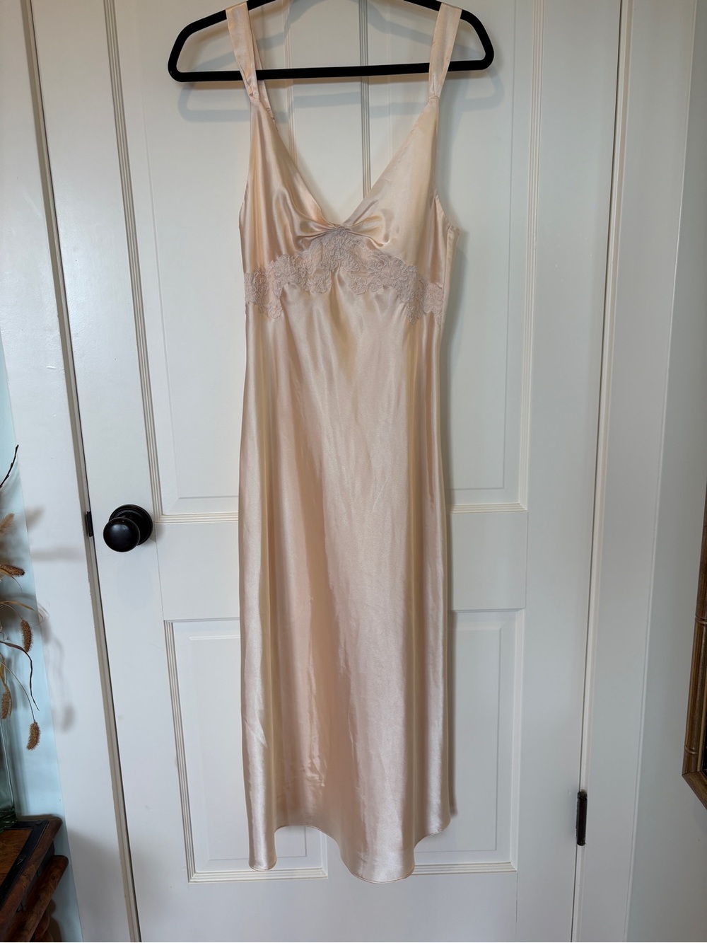 Jones New York Silky Lace-Trim Slip Dress in Champagne